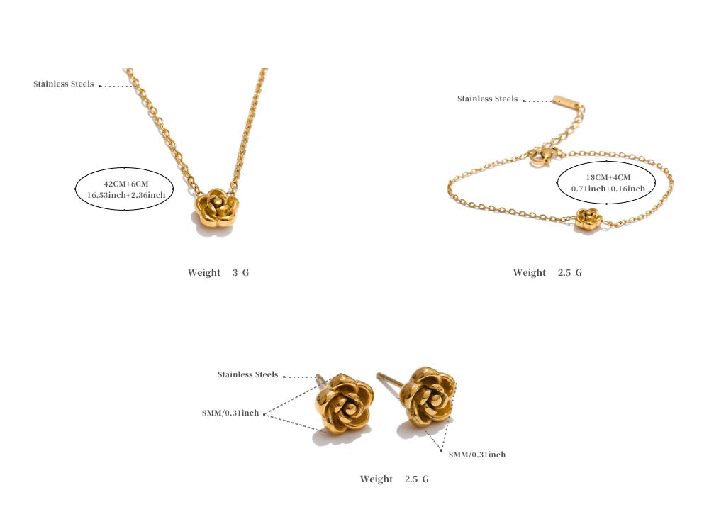 Incanto di Rosa – Collana, Bracciale e Orecchini Coordinati