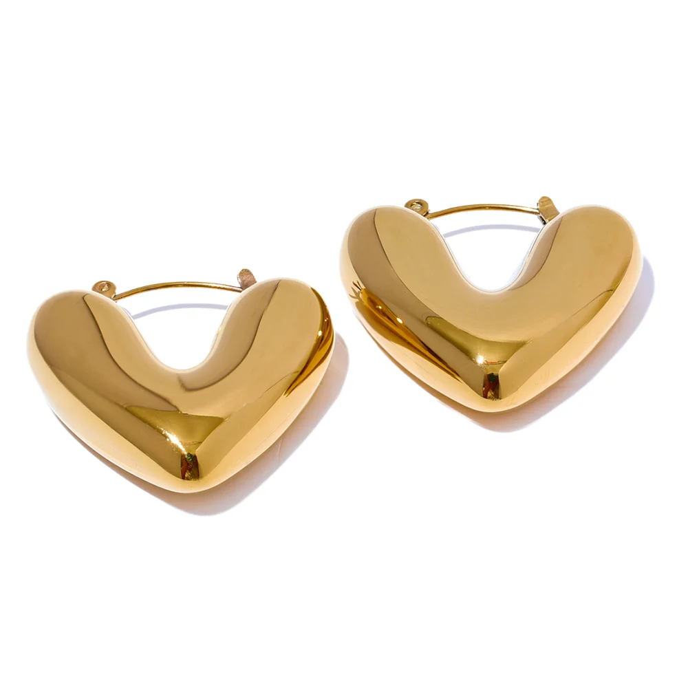 Orecchini Cuore Chunky – Acciaio Inossidabile | Oro & Argento