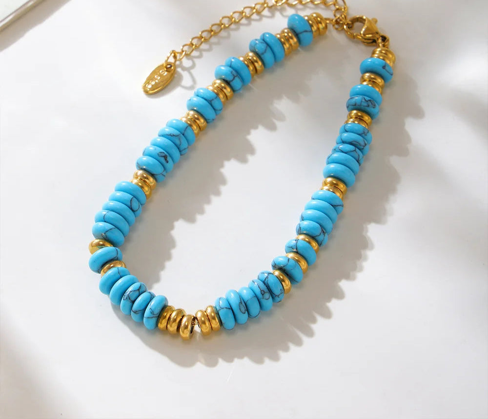 Bracciale con Perline in Pietre Naturali Multicolore - 6 Varianti di Colore