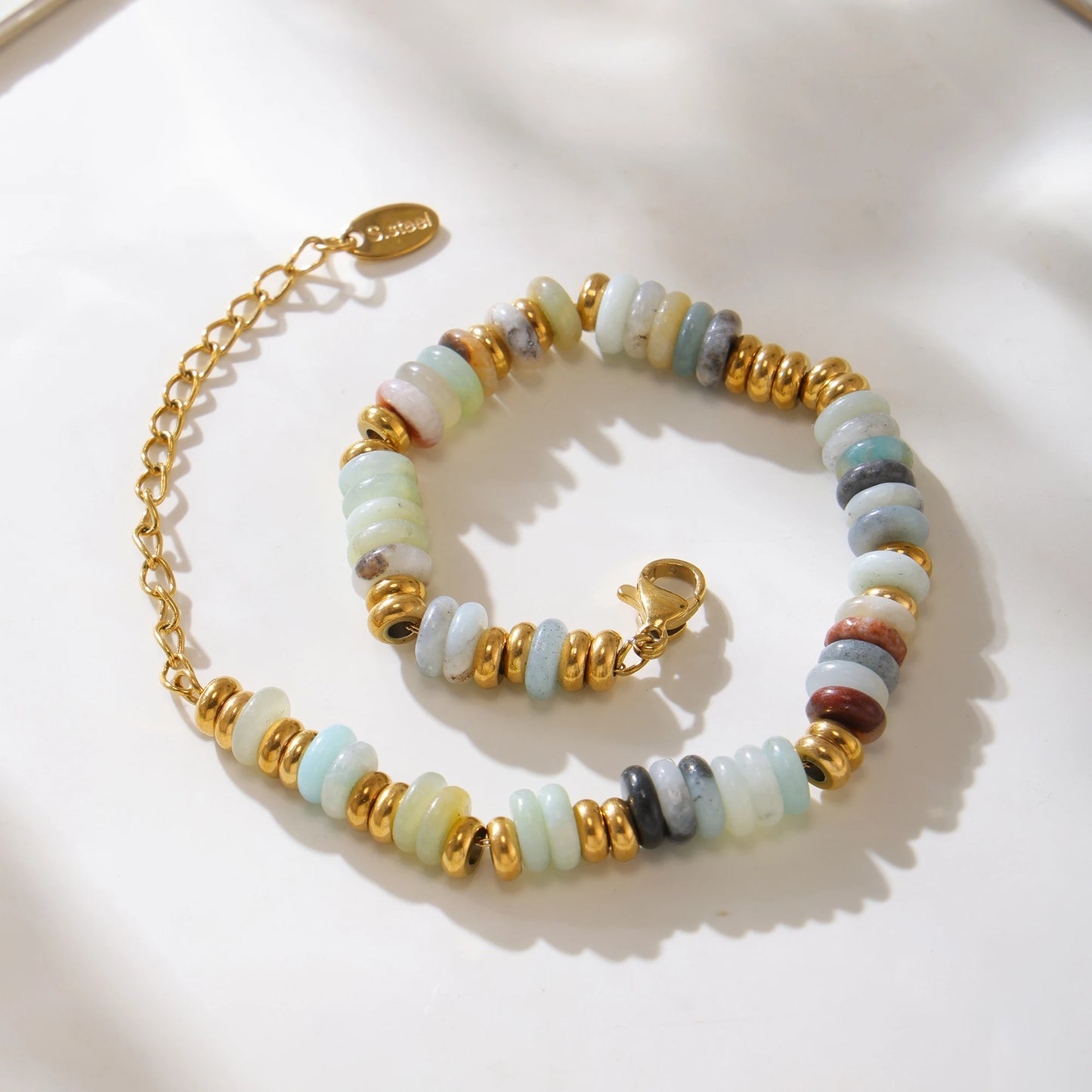 Bracciale con Perline in Pietre Naturali Multicolore - 6 Varianti di Colore