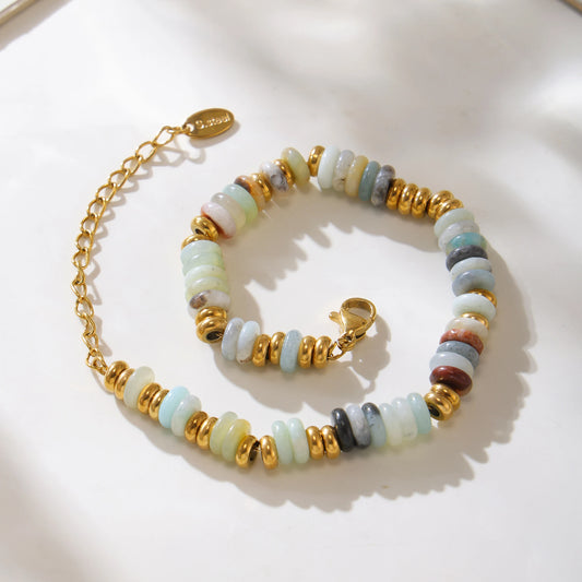 Bracciale con Perline in Pietre Naturali Multicolore - 6 Varianti di Colore