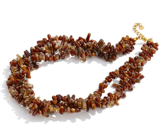 Collana “Amber Bloom” – Perline Naturali a Strati
