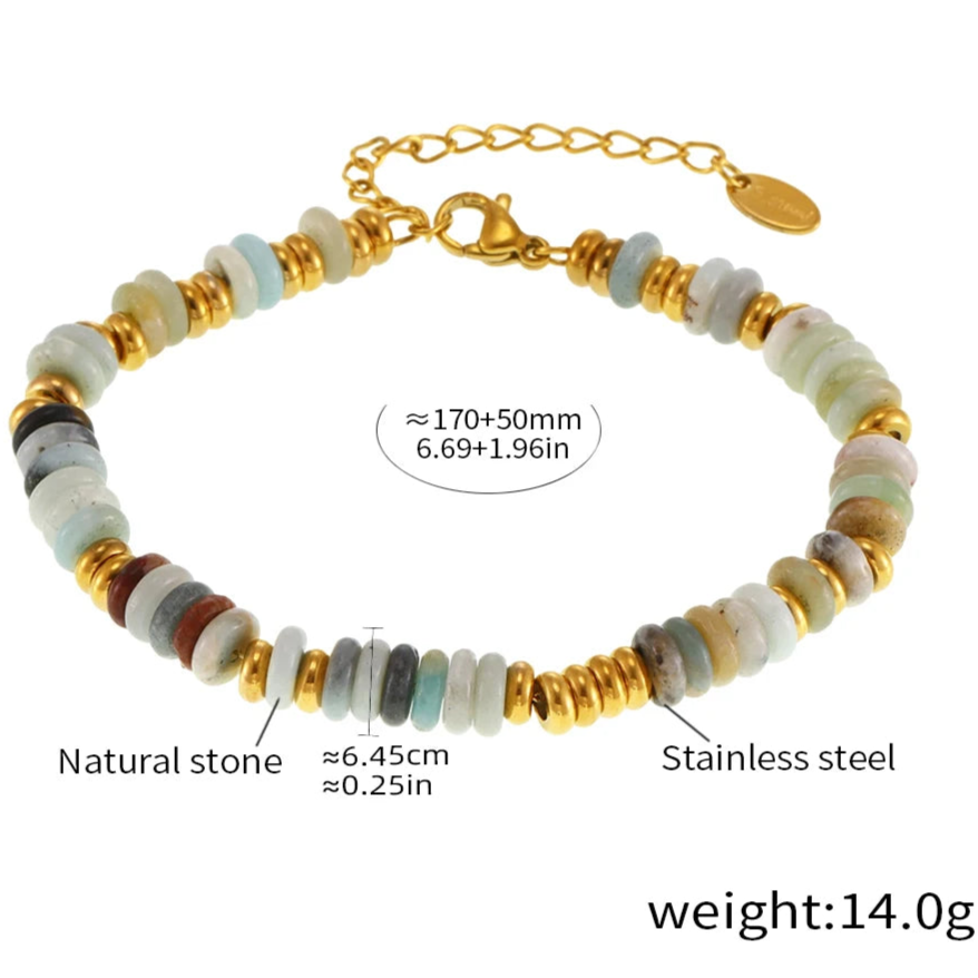 Bracciale con Perline in Pietre Naturali Multicolore - 6 Varianti di Colore