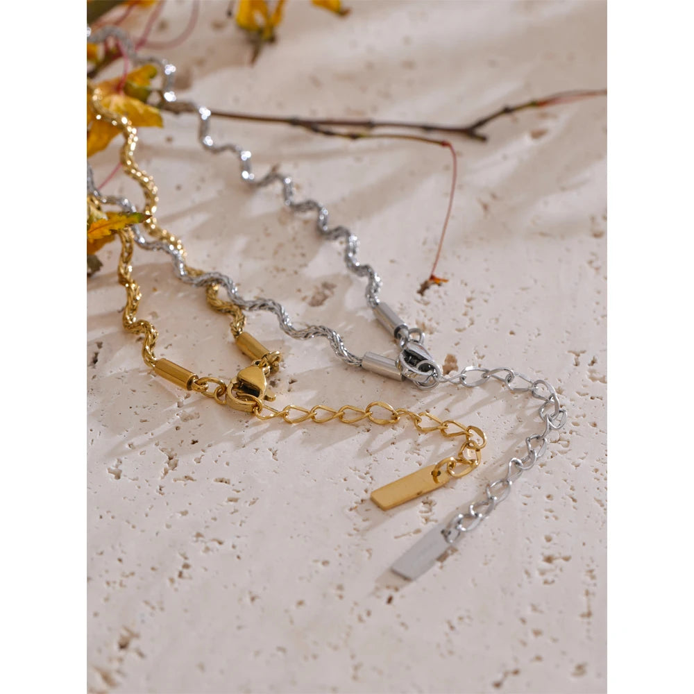 Collana e Bracciale Rope in Acciaio Inossidabile – Oro o Argento, Chic e Impermeabile