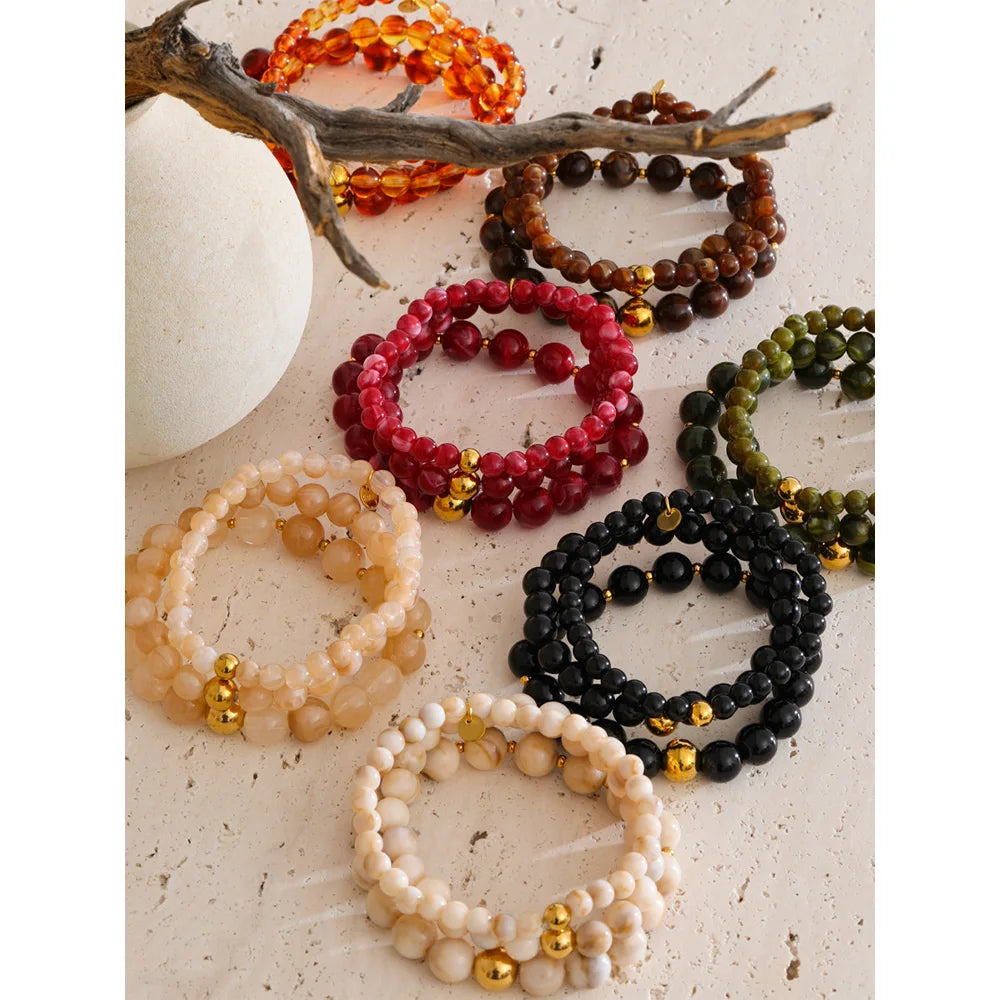 Set “Soft Glow” – Bracciali a Sfere in Resina