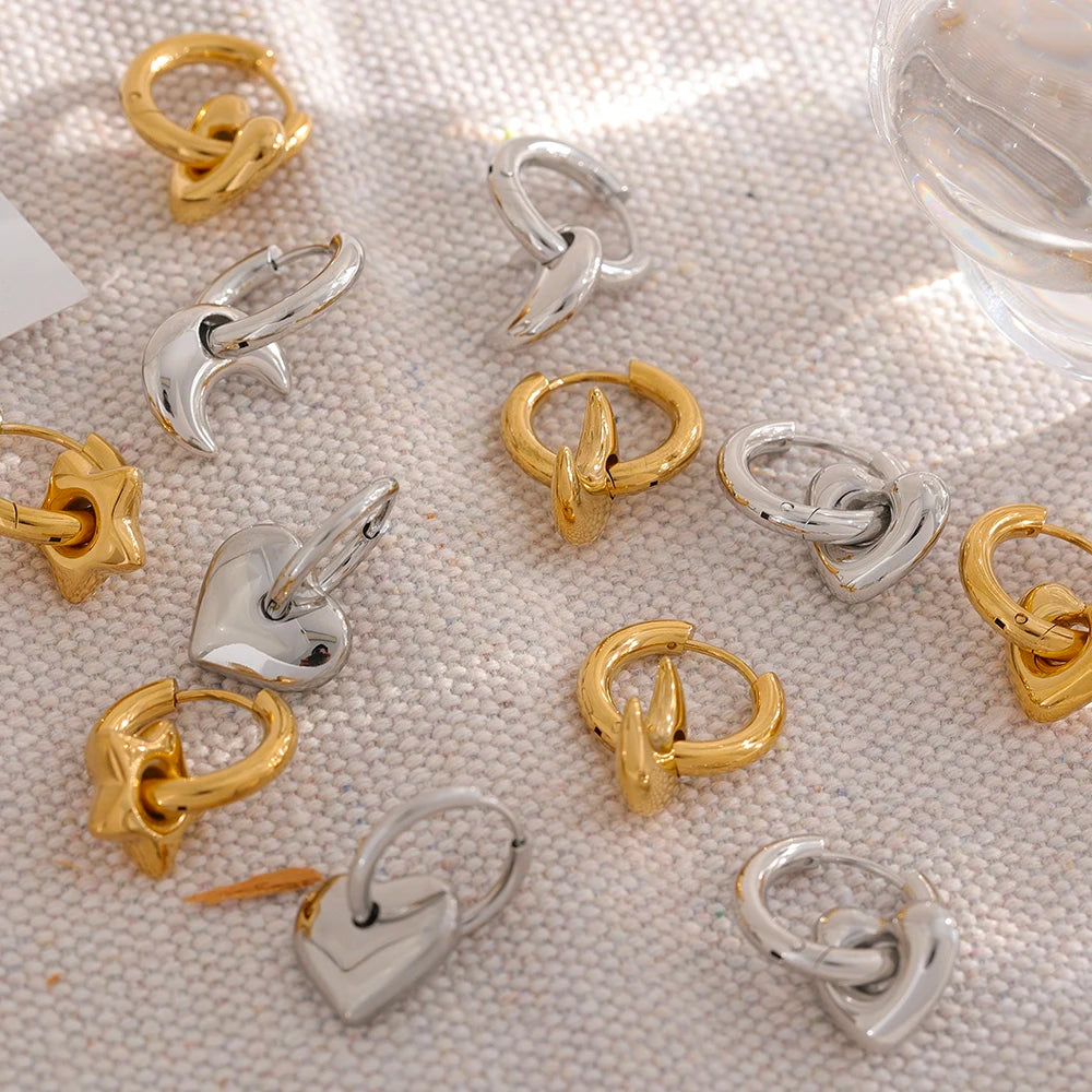 Orecchini Charm Mix – Stelle, Lune e Cuori
