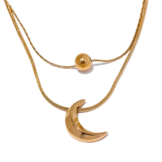 Collana Doppia Luna – Eleganza Stellare