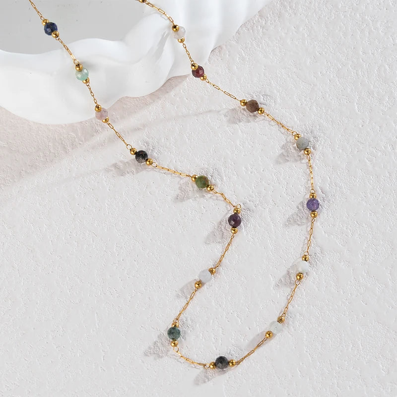 Set Collana e Bracciale con Perline Colorate – Gioia Boho in Acciaio Dorato