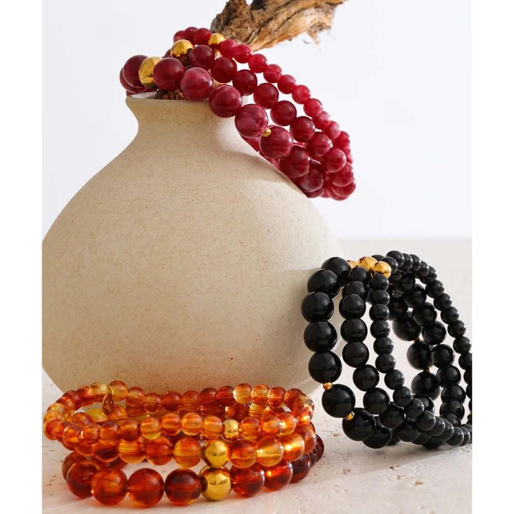 Set “Soft Glow” – Bracciali a Sfere in Resina