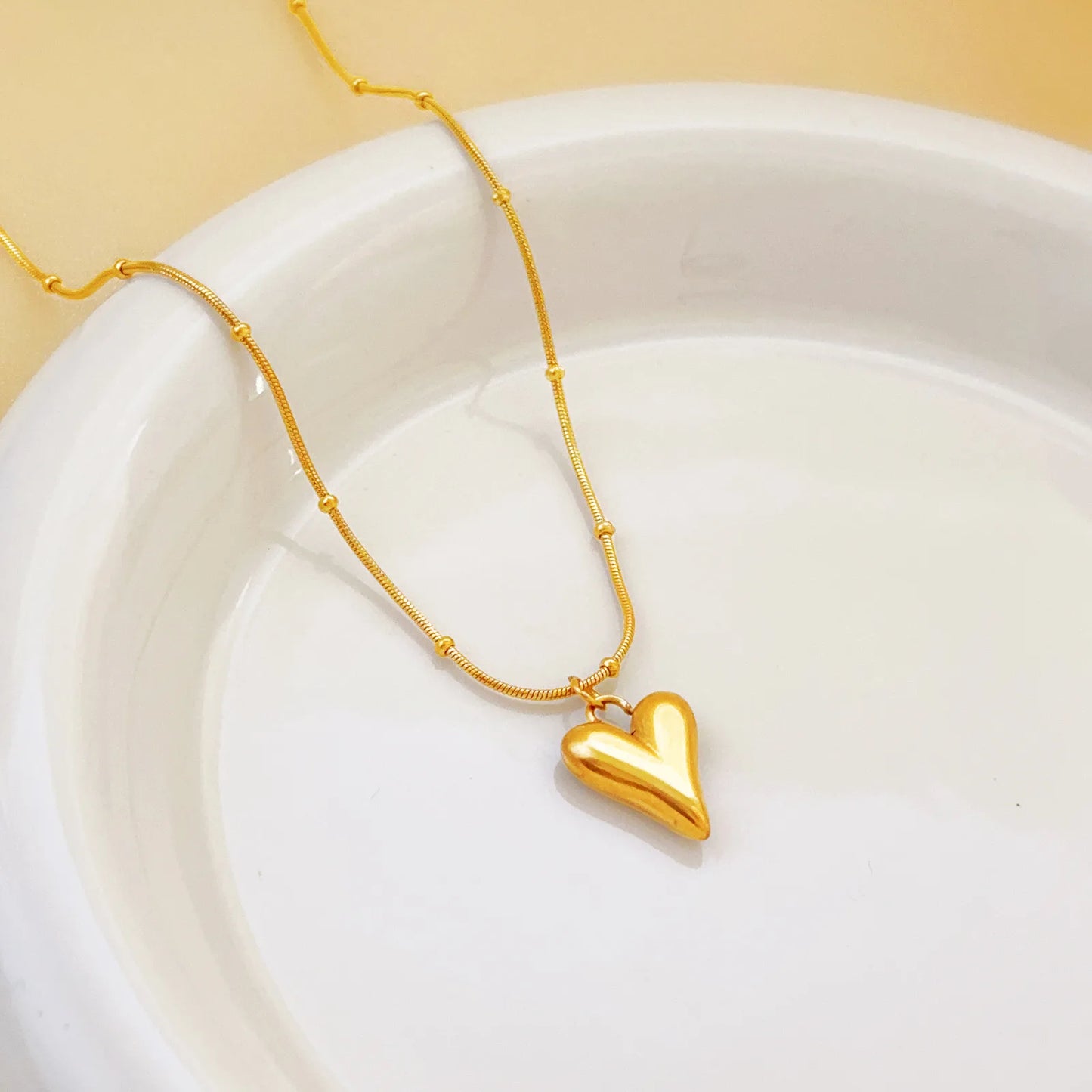 Collana Cuore Liscio – Stile a Doppio Strato