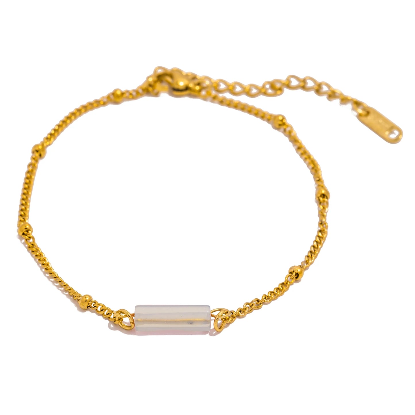 Bracciale con Catena e Pietre Naturali – Acciaio Inossidabile di Alta Qualità | Varianti Rosso, Blu, Bianco, Rosa
