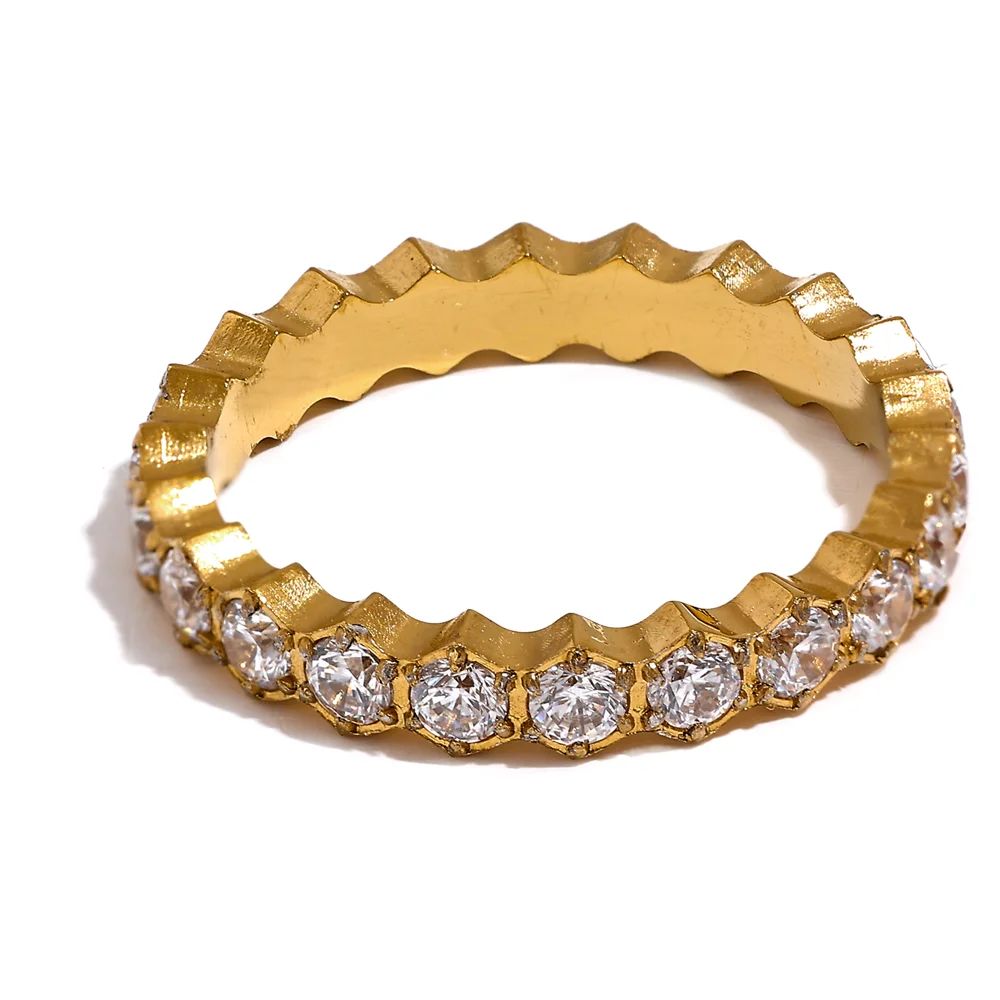 Anello Eternity con Zirconi – Acciaio Inossidabile Oro & Argento