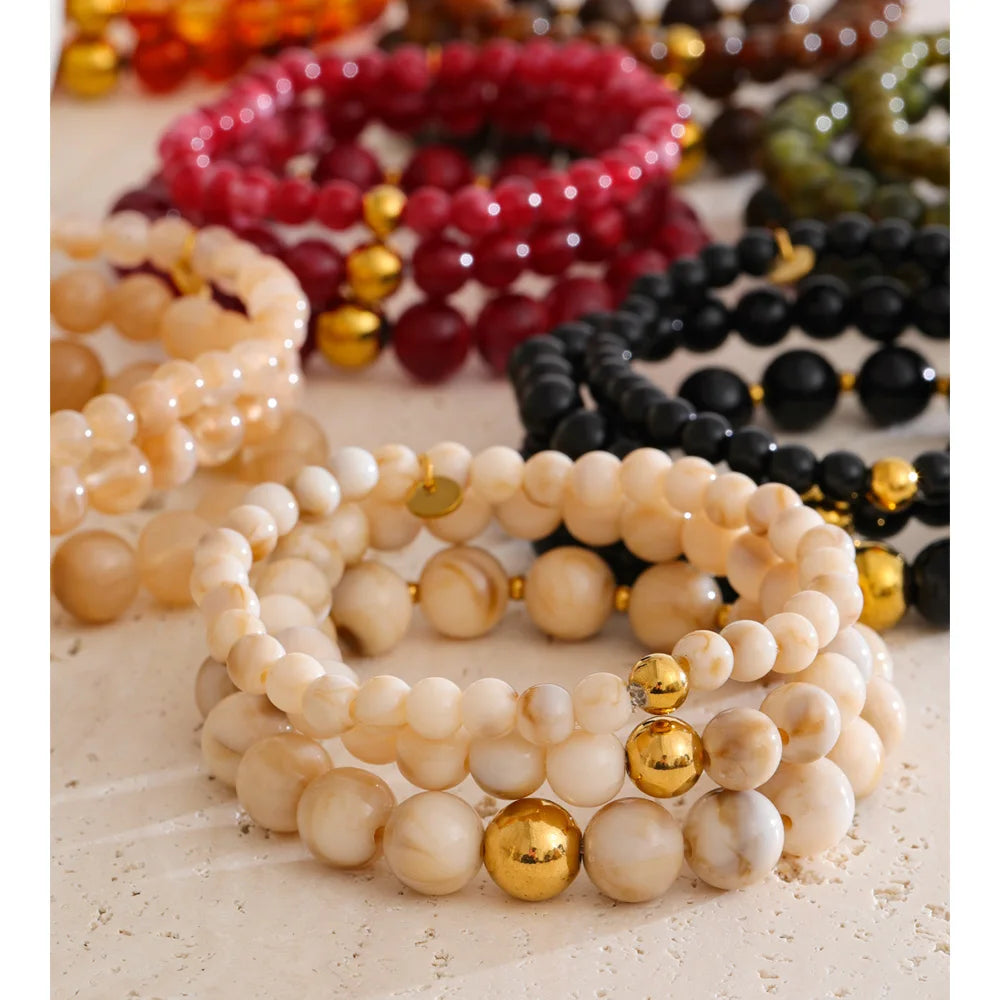 Set “Soft Glow” – Bracciali a Sfere in Resina