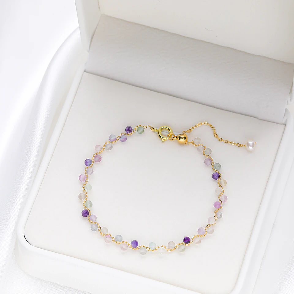 Bracciale con tormalina in pietra naturale in diversi colori