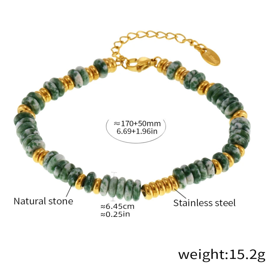 Bracciale con Perline in Pietre Naturali Multicolore - 6 Varianti di Colore