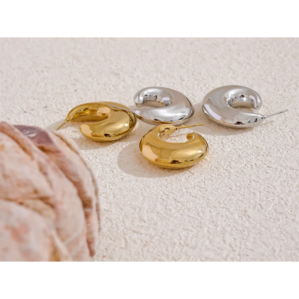 Orecchini Cerchio Aperto – Eleganza Minimal in Acciaio Inossidabile Placcato Oro 18K