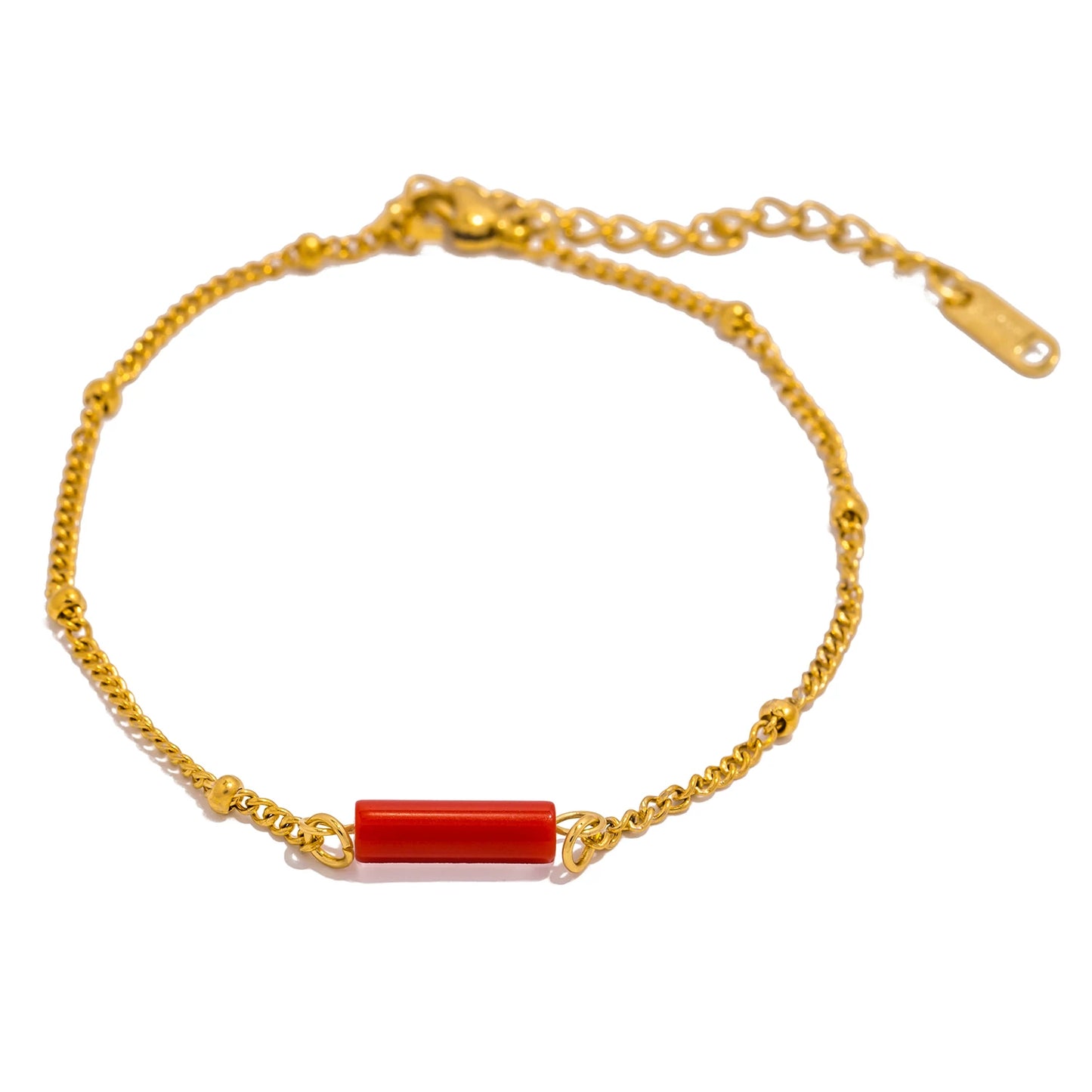 Bracciale con Catena e Pietre Naturali – Acciaio Inossidabile di Alta Qualità | Varianti Rosso, Blu, Bianco, Rosa