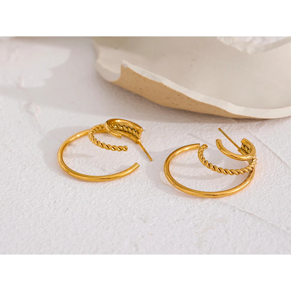 Orecchini Multi-Cerchio Geometrici – Acciaio Inossidabile Oro 18K