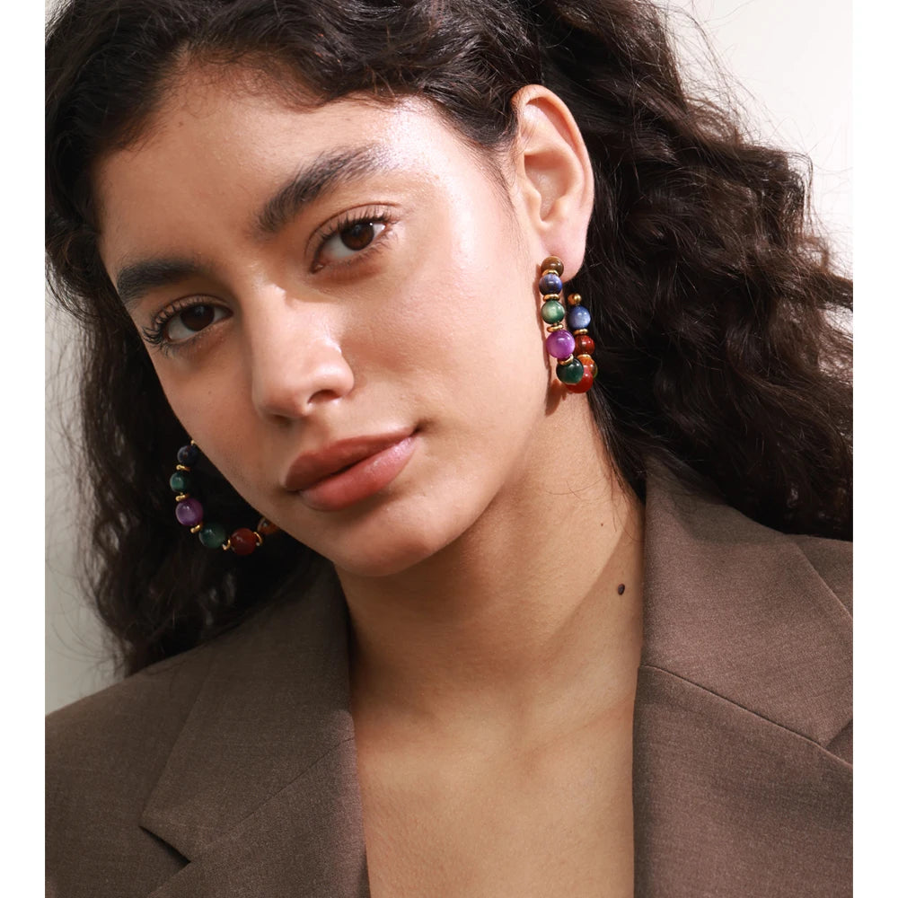 Orecchini “Color Beads” – Cerchi Artigianali in Resina