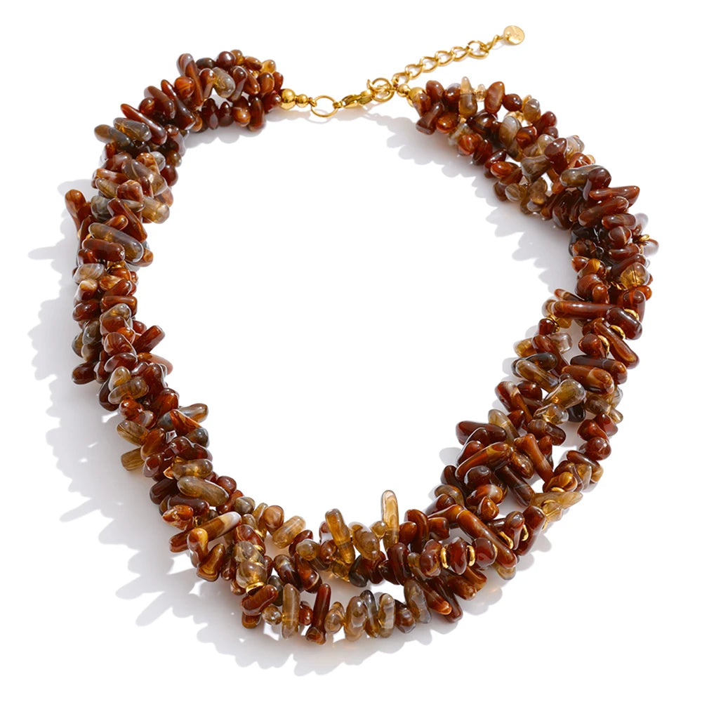 Collana “Amber Bloom” – Perline Naturali a Strati