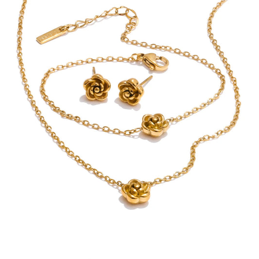 Incanto di Rosa – Collana, Bracciale e Orecchini Coordinati