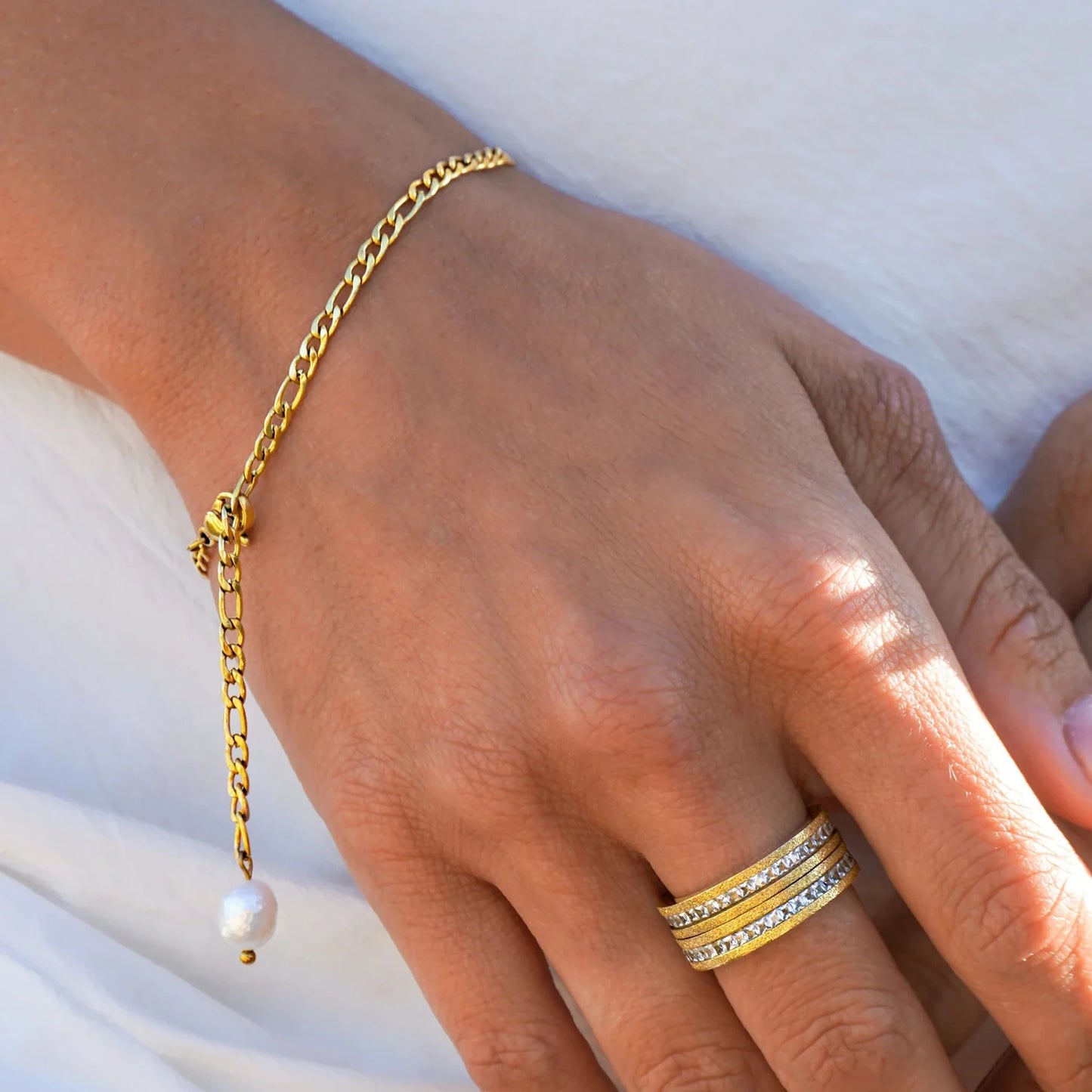 Bracciale con Ciondolo di Perla Naturale – Acciaio Inossidabile Impermeabile, Colori Oro o Argento