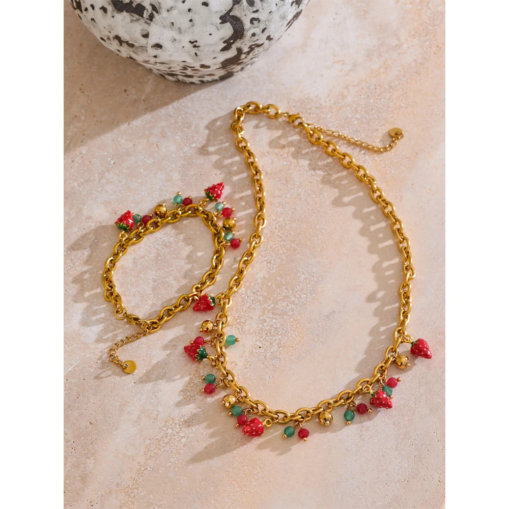 Set Fragola Dorata – Collana & Bracciale
