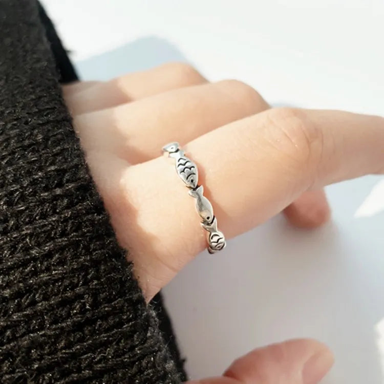 Anello Pesce d’Argento – Stile Regolabile