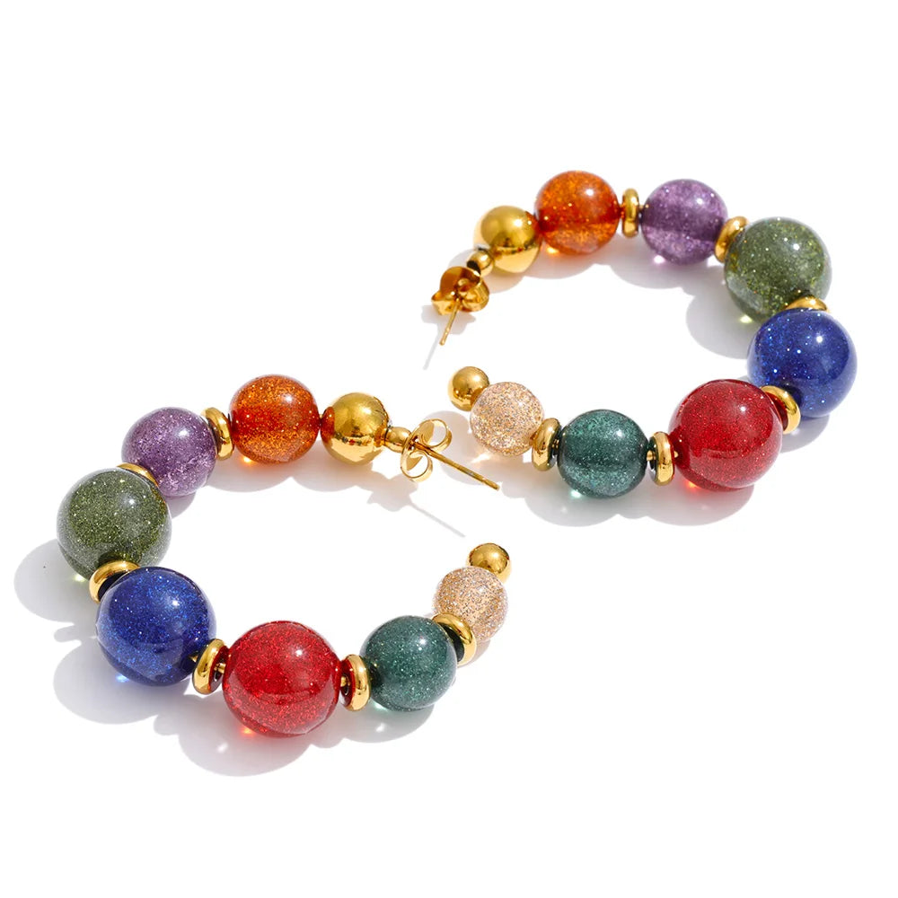 Orecchini “Beads C-Hoop” – Cerchi Artigianali in Resina