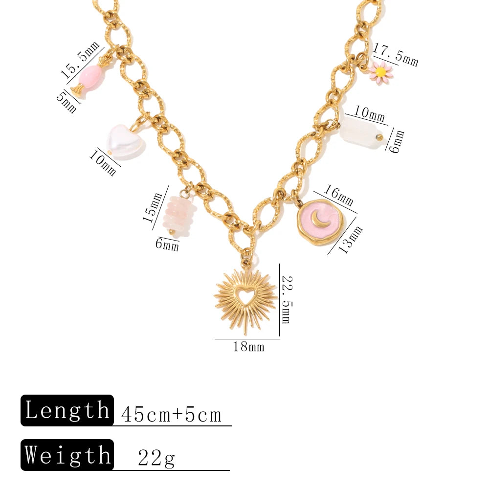 Collana Cuore di Sole – Pendente dorato con charms simbolici