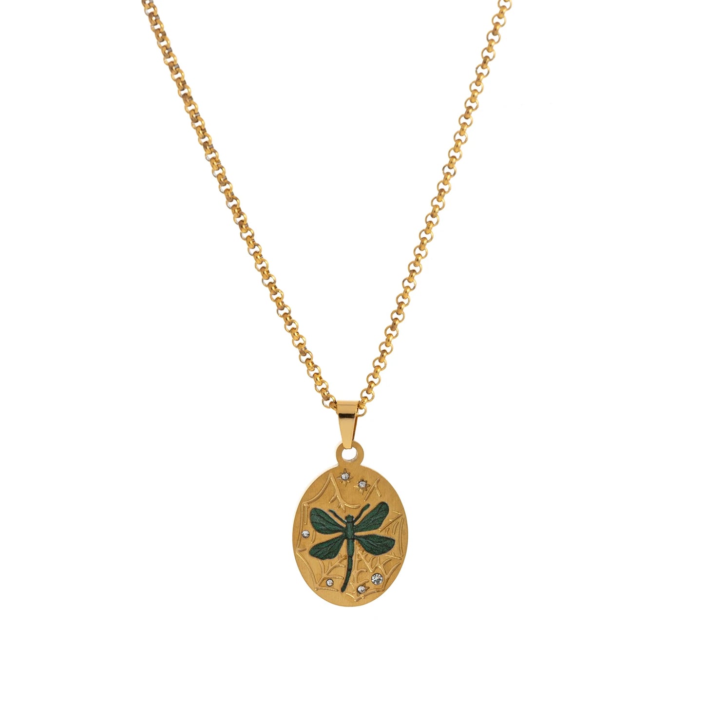 Collana Ovale Dorata Smaltata – Simboli di Vita