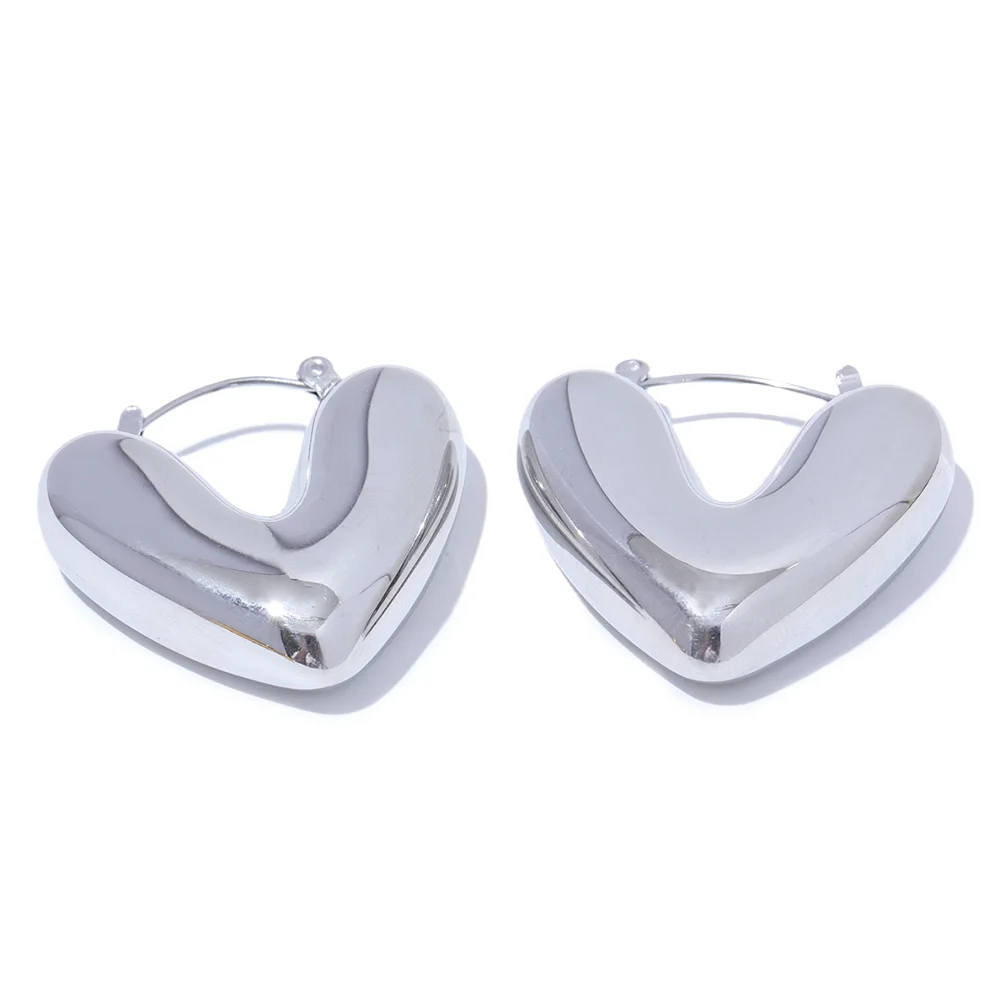 Orecchini Cuore Chunky – Acciaio Inossidabile | Oro & Argento