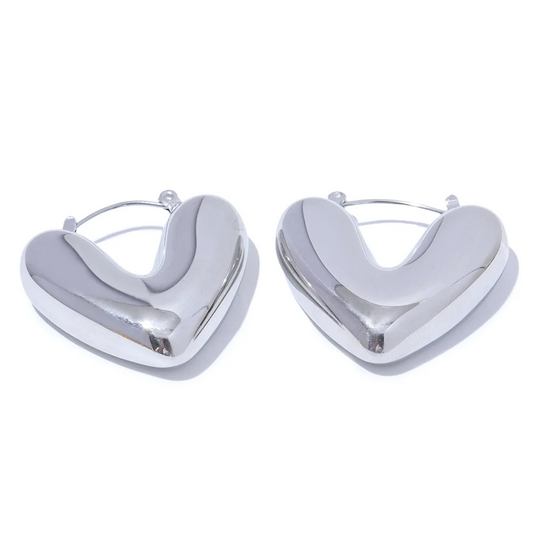 Orecchini Cuore Chunky – Acciaio Inossidabile | Oro & Argento