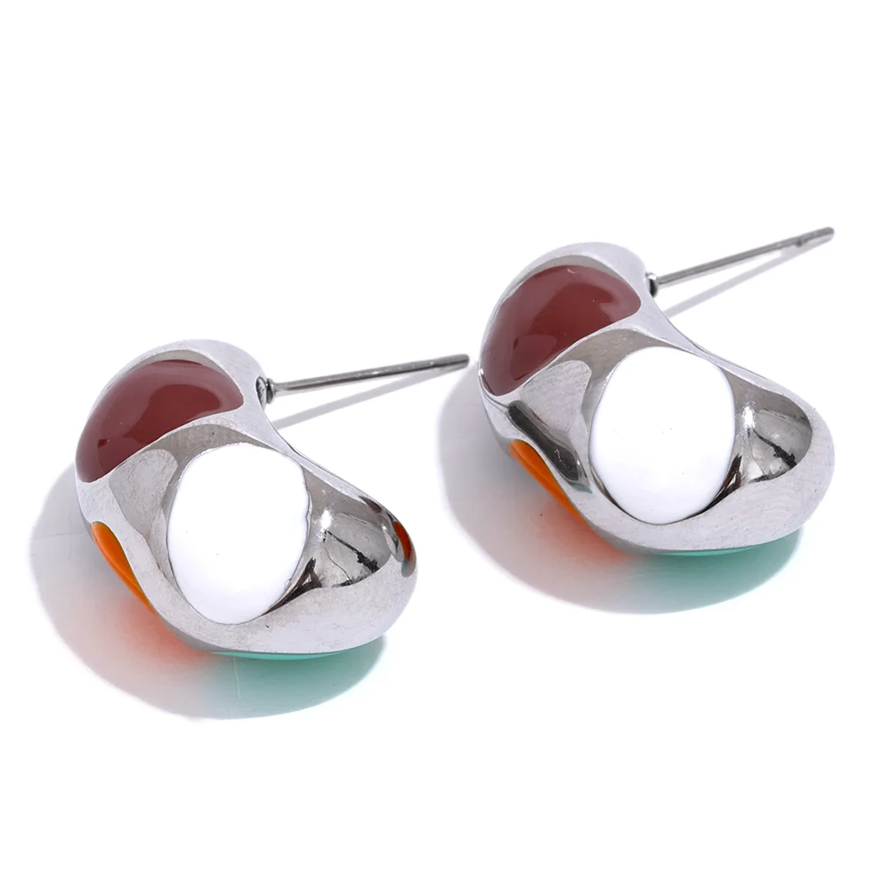 Orecchini a Bottone Smaltati Colorati