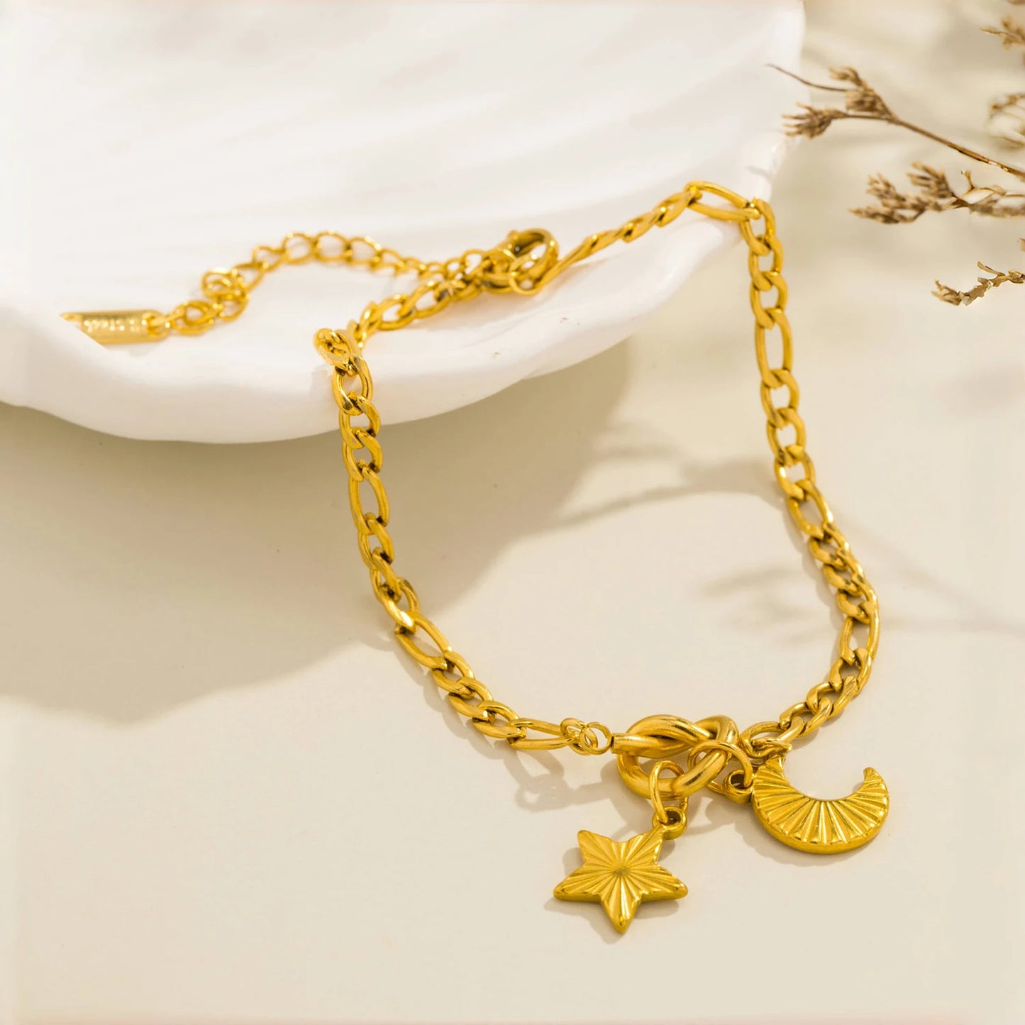 Bracciale o Collana Stella & Luna – Eleganza Celeste in Acciaio Inossidabile
