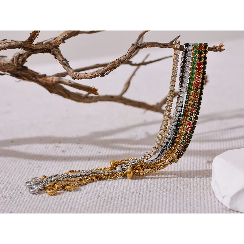 Bracciale zirconi colorati in acciaio inossidabile
