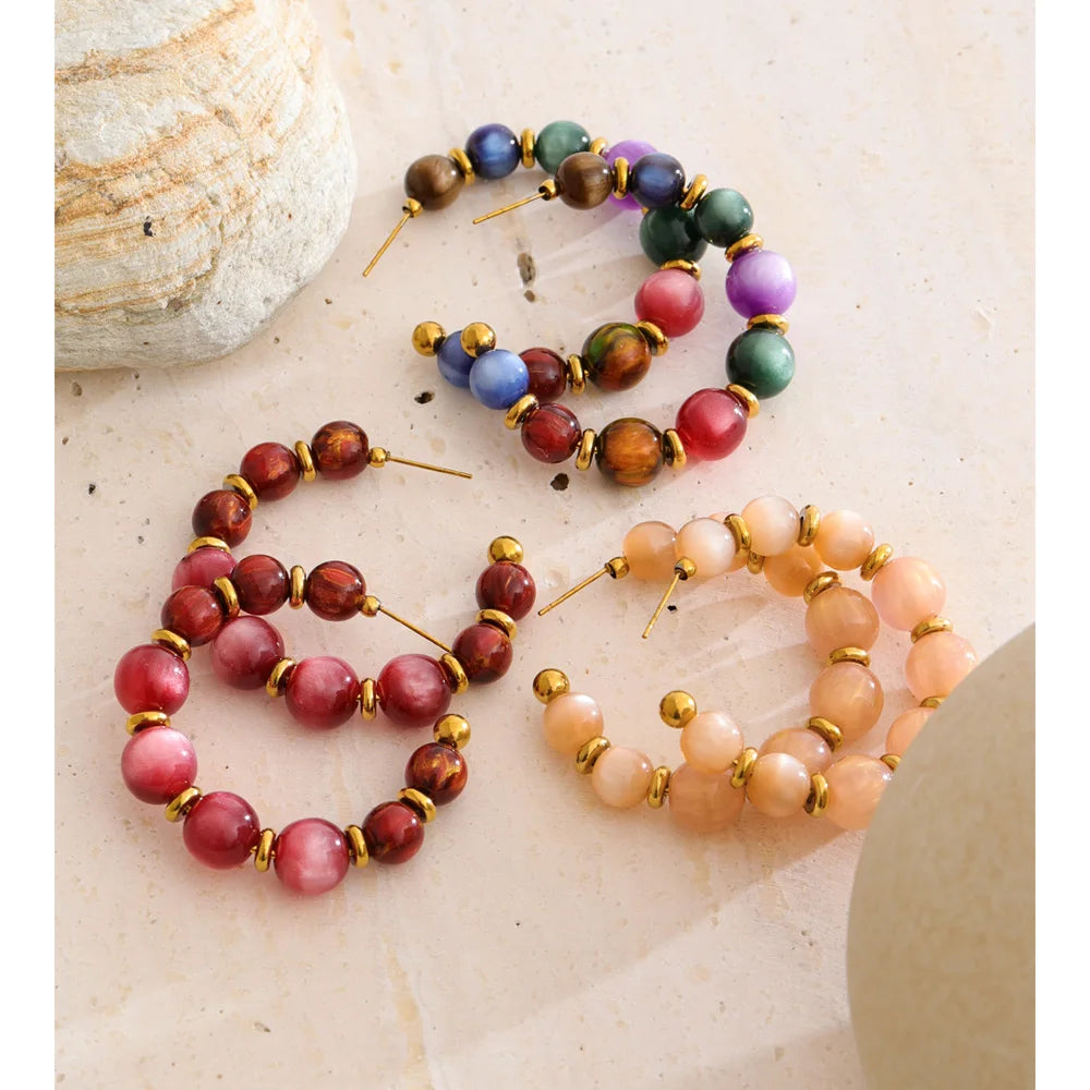 Orecchini “Color Beads” – Cerchi Artigianali in Resina
