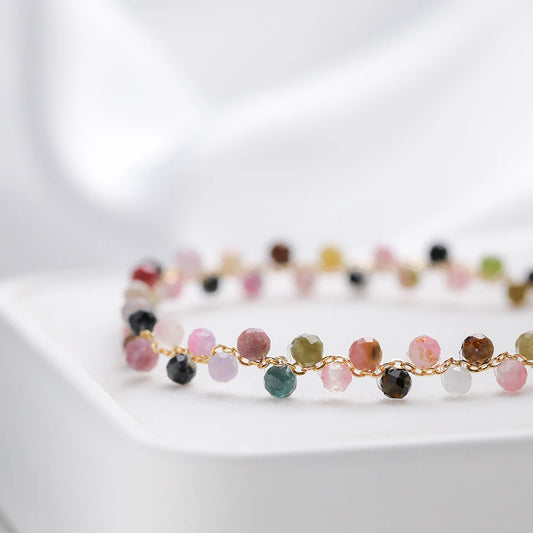 Bracciale con tormalina in pietra naturale in diversi colori