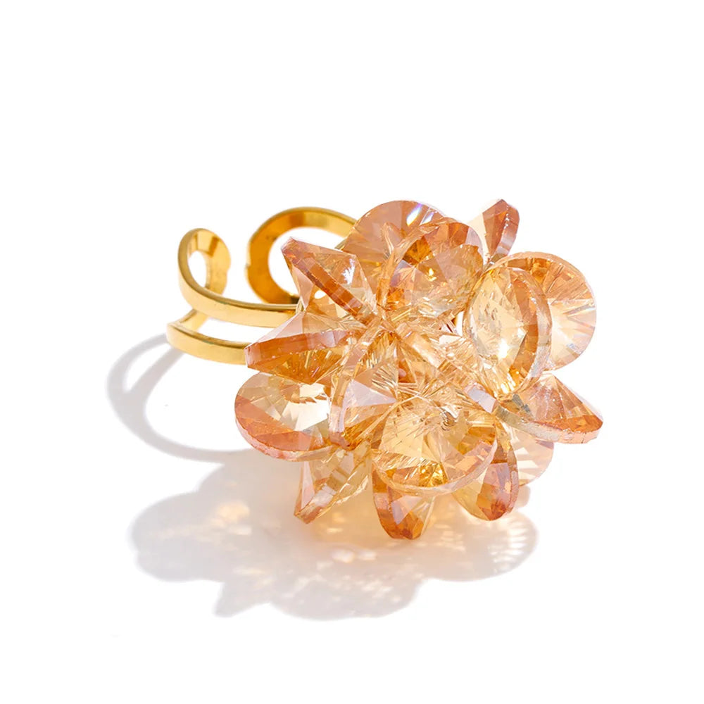 Anello “Crystal Bloom” – Sfera di Cristallo Colorata
