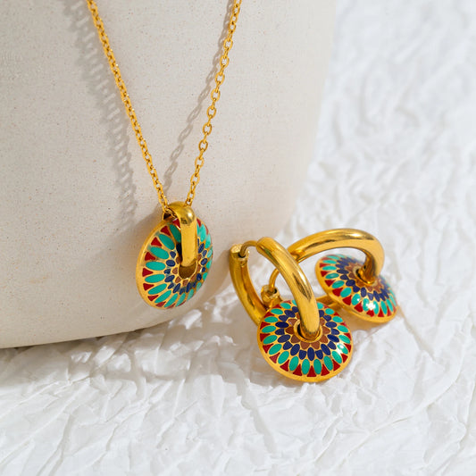 Set “Margherita Dorata” – Collana e Orecchini floreali boho